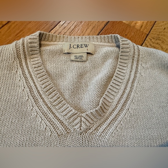 J Crew Pullover V-Neck Sweater Beige 59% Linen 41% Cotton Men’s Size Large - Picture 2 of 10